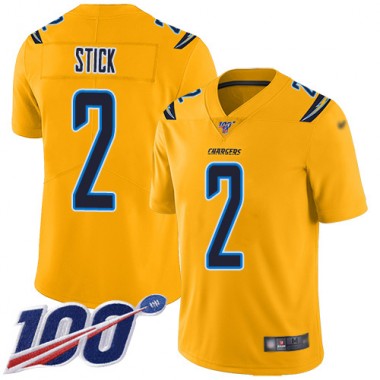 Los Angeles Chargers NFL Football Easton Stick Gold Jersey Men Limited 2 100th Season Inverted Legend